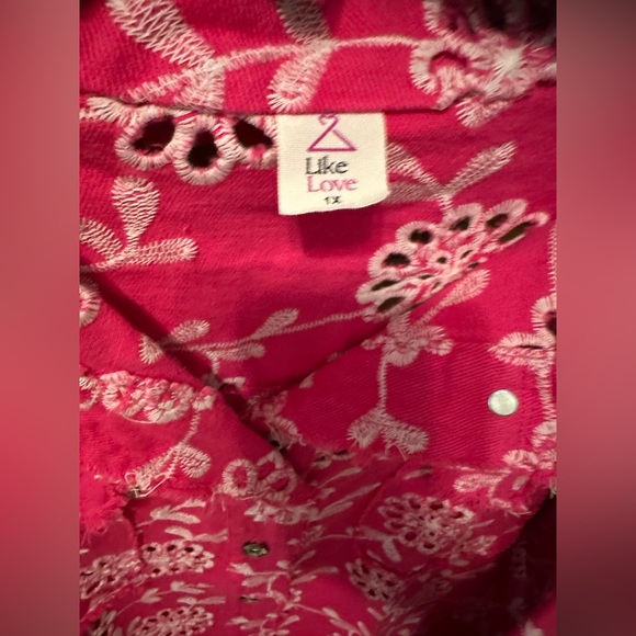 SEW IN LOVE HOT PINK EMBROIDERED DENIM - Picture 5 of 5